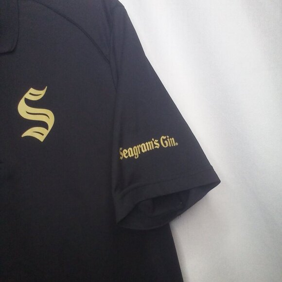 Seagram's Gin Polo Shirt L Men Short Sleeve Golf Black Gold - Picture 5 of 14